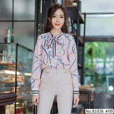Vertier : No.81036 เสื้อแขนยาวพิมพ์ลาย | Printed Long Sleeve Blouse