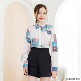 Vertier : No.81039 เสื้อแขนยาวพิมพ์ลาย | Printed Long Sleeve Blouse