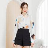 Maristar : No.2056 เสื้อแขนยาวพิมพ์ลาย | Printed Long Sleeve Blouse