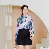 Maristar : No.2073 เสื้อแขนยาวพิมพ์ลาย | Printed Long Sleeve Blouse