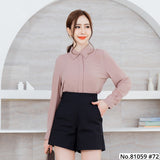 Vertier : No.81059 เสื้อแขนยาวสีพื้น | Solid Long Sleeve Blouse