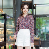 Vertier : No.81057 เสื้อแขนยาวพิมพ์ลาย | Printed Long Sleeve Blouse