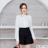 Maristar : No.2077 เสื้อแขนยาวสีพื้น | Solid Long Sleeve Blouse