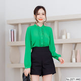 Miss Daisy : No.2071 เสื้อแขนยาวสีพื้น | Solid Long Sleeve Blouse