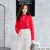 Maristar : No.2015 เสื้อแขนยาวสีพื้น | Solid Long Sleeve Blouse
