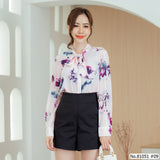 Vertier : No.81051 เสื้อแขนยาวพิมพ์ลาย | Printed Long Sleeve Blouse
