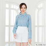 Vertier : No.81056 เสื้อแขนยาวพิมพ์ลาย | Printed Long Sleeve Blouse