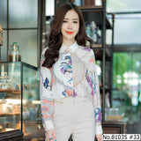 Vertier : No.81035 เสื้อแขนยาวพิมพ์ลาย | Printed Long Sleeve Blouse