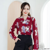 Maristar : No.2035 เสื้อแขนยาวพิมพ์ลาย | Printed Long Sleeve Blouse