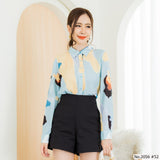 Maristar : No.2056 เสื้อแขนยาวพิมพ์ลาย | Printed Long Sleeve Blouse