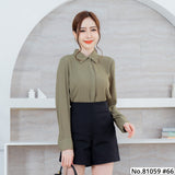 Vertier : No.81059 เสื้อแขนยาวสีพื้น | Solid Long Sleeve Blouse
