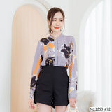 Maristar : No.2053 เสื้อแขนยาวพิมพ์ลาย | Printed Long Sleeve Blouse