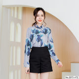 Maristar : No.2073 เสื้อแขนยาวพิมพ์ลาย | Printed Long Sleeve Blouse