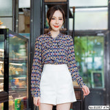 Vertier : No.81057 เสื้อแขนยาวพิมพ์ลาย | Printed Long Sleeve Blouse