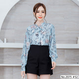 Maristar : No.2075 เสื้อแขนยาวพิมพ์ลาย | Printed Long Sleeve Blouse