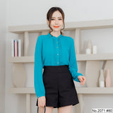 Miss Daisy : No.2071 เสื้อแขนยาวสีพื้น | Solid Long Sleeve Blouse