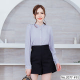 Maristar : No.2077 เสื้อแขนยาวสีพื้น | Solid Long Sleeve Blouse