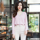 Vertier : No.81012 เสื้อแขนยาวสีพื้น | Solid Long Sleeve Blouse