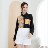 Maristar : No.2051 เสื้อแขนยาวพิมพ์ลาย | Printed Long Sleeve Blouse