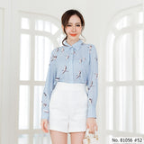 Vertier : No.81056 เสื้อแขนยาวพิมพ์ลาย | Printed Long Sleeve Blouse