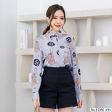 Vertier : No.81050 เสื้อแขนยาวพิมพ์ลาย | Printed Long Sleeve Blouse