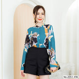 Maristar : No.2053 เสื้อแขนยาวพิมพ์ลาย | Printed Long Sleeve Blouse