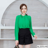 Maristar : No.2078 เสื้อแขนยาวสีพื้น | Solid Long Sleeve Blouse