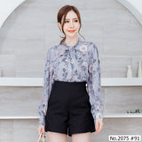 Maristar : No.2075 เสื้อแขนยาวพิมพ์ลาย | Printed Long Sleeve Blouse
