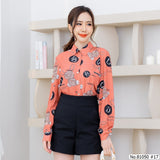 Vertier : No.81050 เสื้อแขนยาวพิมพ์ลาย | Printed Long Sleeve Blouse