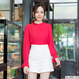 Miss Daisy : No.2065 เสื้อแขนยาวสีพื้น | Solid Long Sleeve Blouse