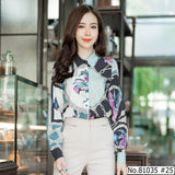Vertier : No.81035 เสื้อแขนยาวพิมพ์ลาย | Printed Long Sleeve Blouse