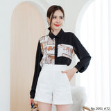 Maristar : No.2051 เสื้อแขนยาวพิมพ์ลาย | Printed Long Sleeve Blouse