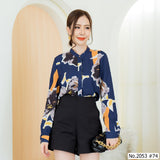 Maristar : No.2053 เสื้อแขนยาวพิมพ์ลาย | Printed Long Sleeve Blouse