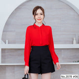 Maristar : No.2078 เสื้อแขนยาวสีพื้น | Solid Long Sleeve Blouse
