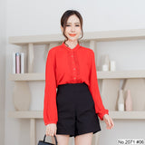 Miss Daisy : No.2071 เสื้อแขนยาวสีพื้น | Solid Long Sleeve Blouse