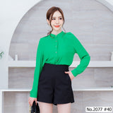 Maristar : No.2077 เสื้อแขนยาวสีพื้น | Solid Long Sleeve Blouse