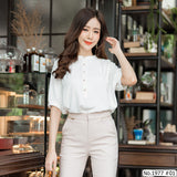 Maristar : No.1977 เสื้อแขนสั้นสีพื้น | Solid Long Sleeve Blouse
