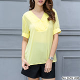 Miss Daisy : No.1655 เสื้อแขนสั้นสีพื้น | Solid Short Sleeve Blouse