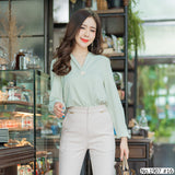 Maristar : No.1907 เสื้อแขนยาวสีพื้น | Solid Long Sleeve Blouse