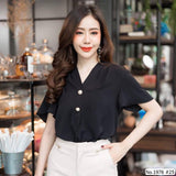 Maristar : No.1976 เสื้อแขนสั้นสีพื้น | Solid Long Sleeve Blouse