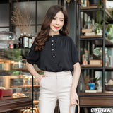 Maristar : No.1977 เสื้อแขนสั้นสีพื้น | Solid Long Sleeve Blouse