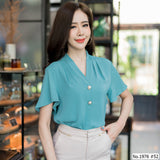 Maristar : No.1976 เสื้อแขนสั้นสีพื้น | Solid Long Sleeve Blouse