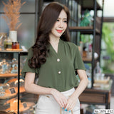 Maristar : No.1976 เสื้อแขนสั้นสีพื้น | Solid Long Sleeve Blouse