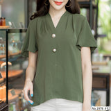 Maristar : No.1976 เสื้อแขนสั้นสีพื้น | Solid Long Sleeve Blouse