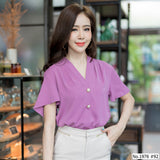 Maristar : No.1976 เสื้อแขนสั้นสีพื้น | Solid Long Sleeve Blouse