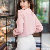 Maristar : No.1975 เสื้อแขนยาวสีพื้น | Solid Long Sleeve Blouse
