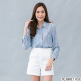 Vertier : No.81017 เสื้อแขนยาวพิมพ์ลาย | Printed Long Sleeve Blouse