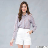 Vertier : No.81017 เสื้อแขนยาวพิมพ์ลาย | Printed Long Sleeve Blouse