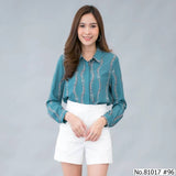 Vertier : No.81017 เสื้อแขนยาวพิมพ์ลาย | Printed Long Sleeve Blouse