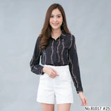 Vertier : No.81017 เสื้อแขนยาวพิมพ์ลาย | Printed Long Sleeve Blouse